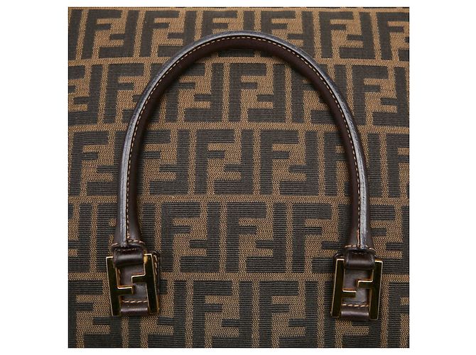 Borsa Fendi Zucca in tela beige e nera Nero - vista 8