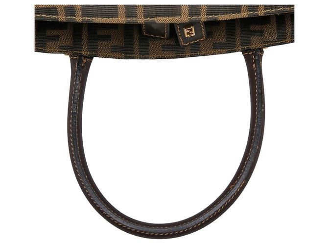 Borsa Fendi Zucca in tela beige e nera Nero - vista 9