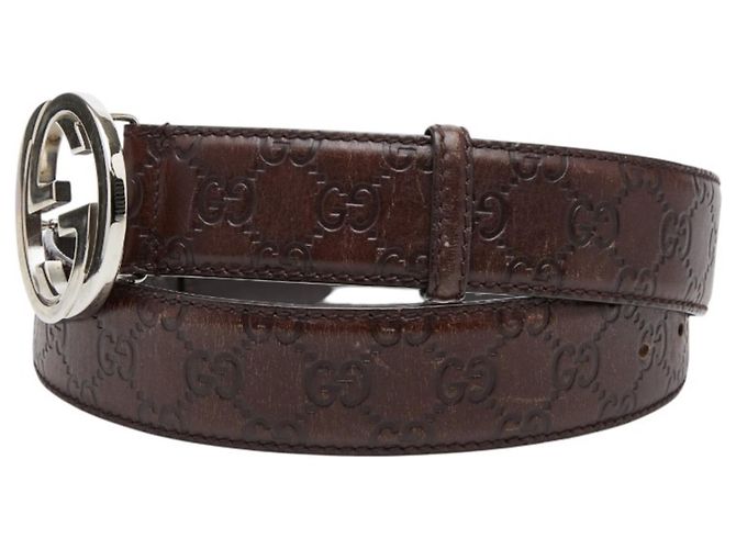 Gucci Brown Leather GG Pattern Belt - view 2
