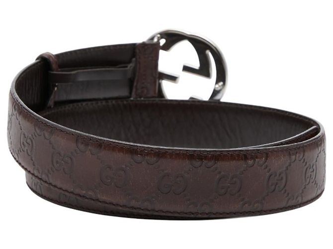 Gucci Brown Leather GG Pattern Belt - view 3