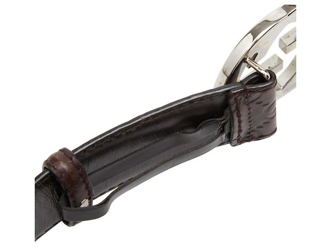 Gucci Brown Leather GG Pattern Belt - view 4