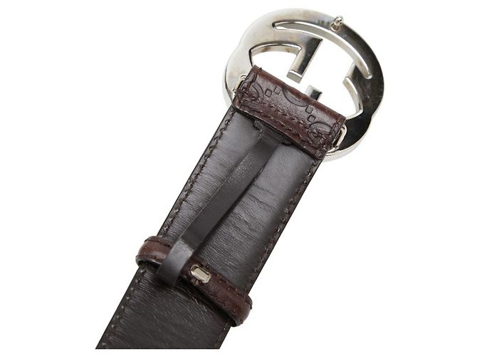 Gucci Brown Leather GG Pattern Belt - view 5