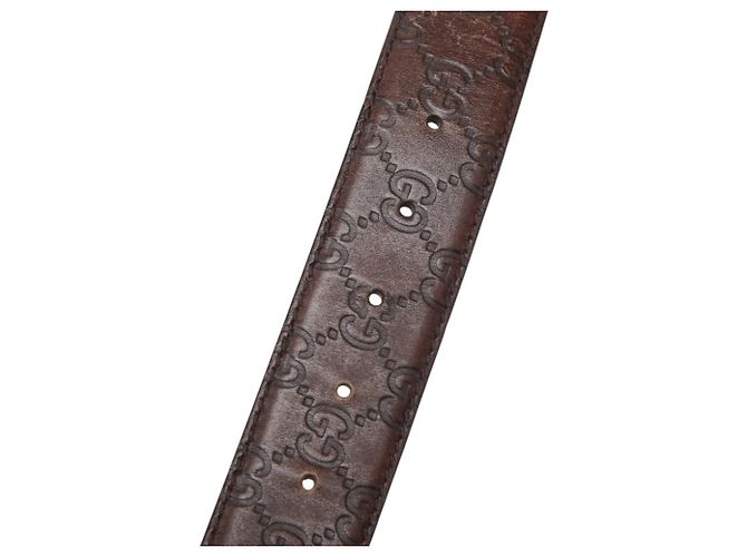 Gucci Brown Leather GG Pattern Belt - view 7