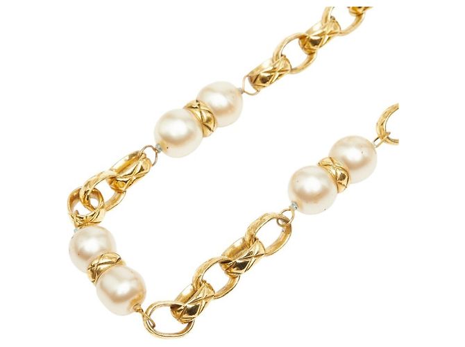 Timeless Collana a catena placcata in oro Chanel con perla artificiale D'oro - vista 2