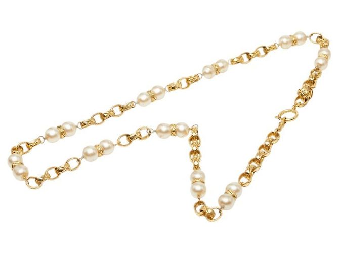 Timeless Collana a catena placcata in oro Chanel con perla artificiale D'oro - vista 3
