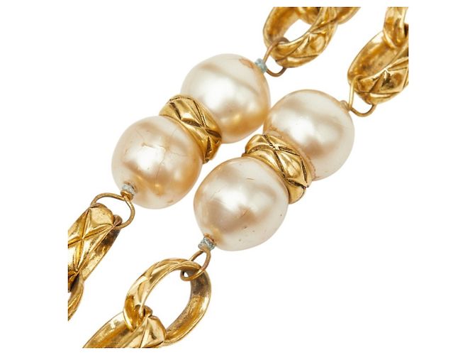 Timeless Collana a catena placcata in oro Chanel con perla artificiale D'oro - vista 5