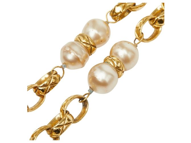 Timeless Collana a catena placcata in oro Chanel con perla artificiale D'oro - vista 6