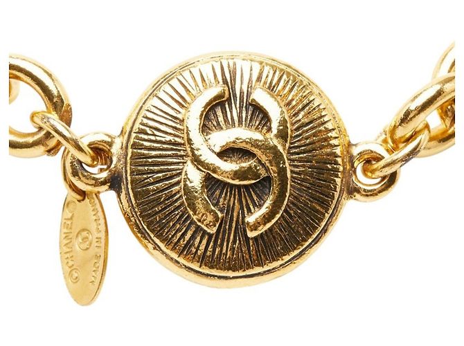 Colar de corrente banhado a ouro Chanel Coco Mark Dourado - vista 2