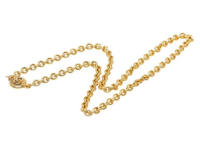 Colar de corrente banhado a ouro Chanel Coco Mark Dourado - vista 4