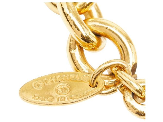 Colar de corrente banhado a ouro Chanel Coco Mark Dourado - vista 5