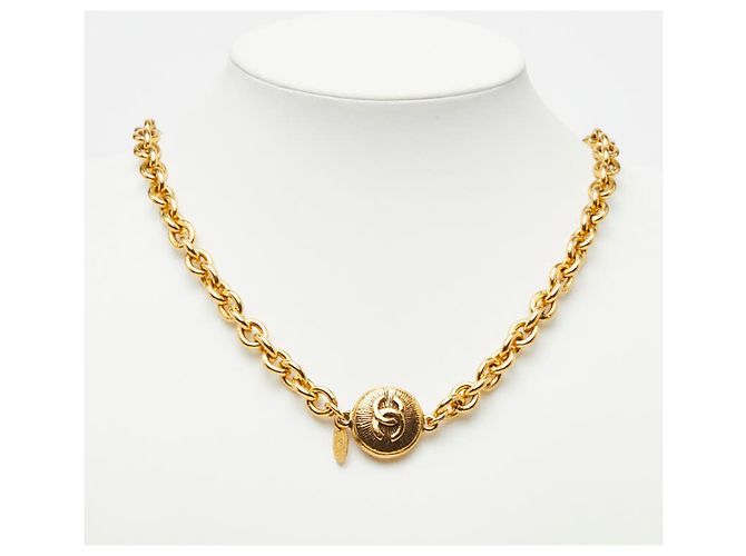 Colar de corrente banhado a ouro Chanel Coco Mark Dourado - vista 6