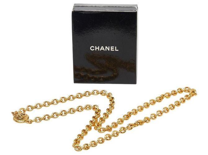 Colar de corrente banhado a ouro Chanel Coco Mark Dourado - vista 7
