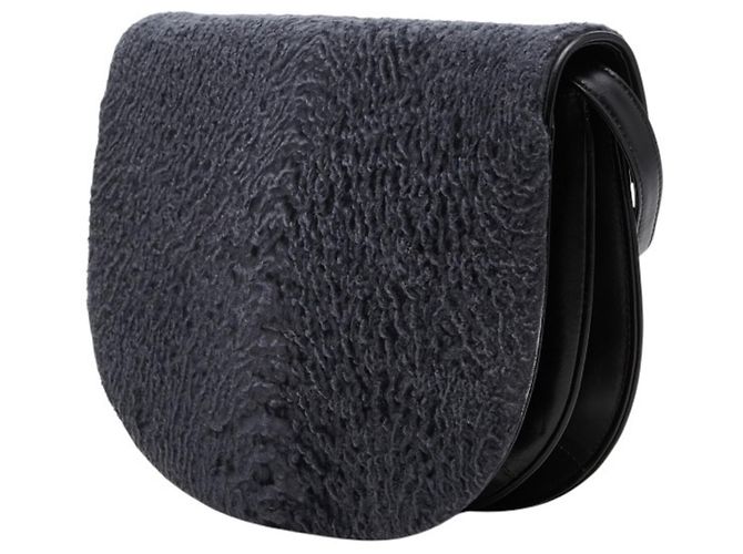 Borsa a Spalla in Pelle Saint Laurent Nero Blu navy - vista 2