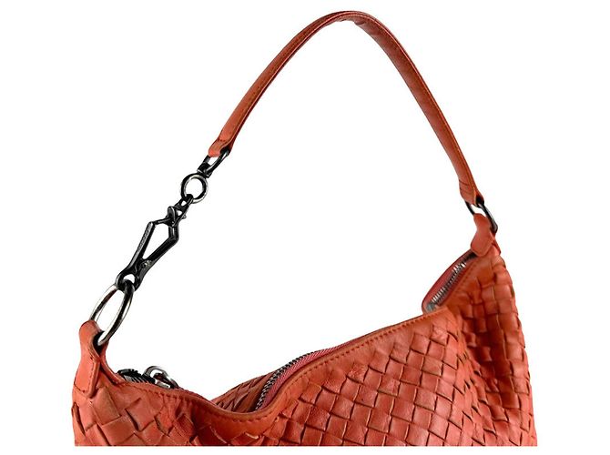 Borsa a spalla in pelle arancione Bottega Veneta - vista 10