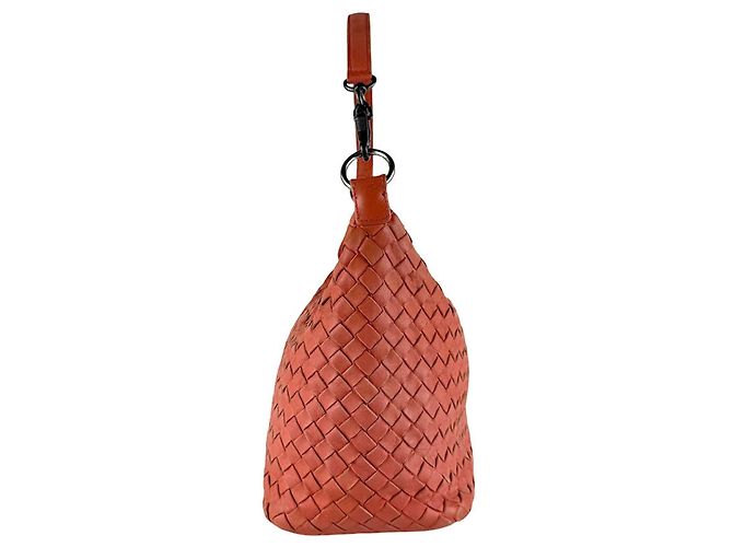 Borsa a spalla in pelle arancione Bottega Veneta - vista 2