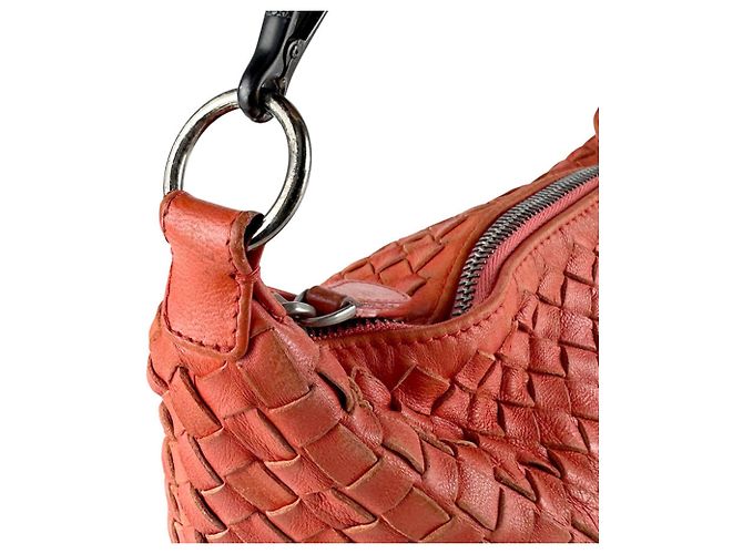 Borsa a spalla in pelle arancione Bottega Veneta - vista 6