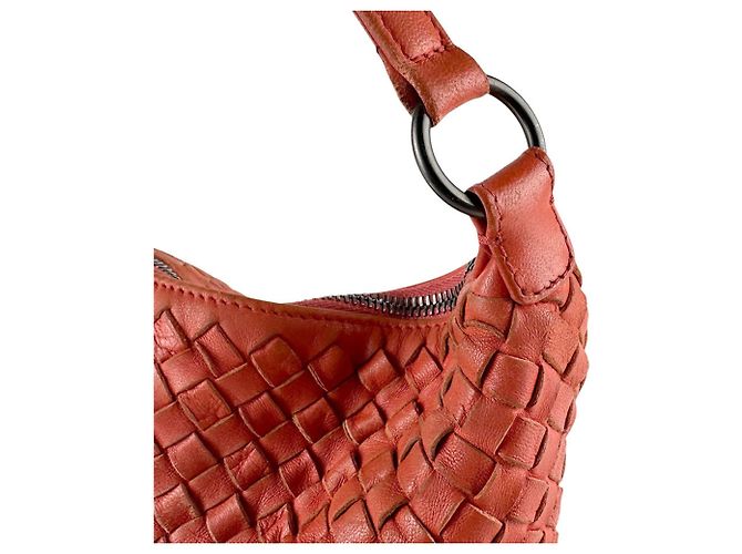 Borsa a spalla in pelle arancione Bottega Veneta - vista 7
