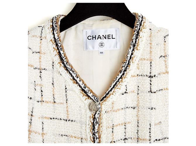 Chanel 2017 Giacca Ecru Oro Argento FR44 Iconica Giacca in Tweed Ecru Oro UK16 US12 D'oro Crudo - vista 2