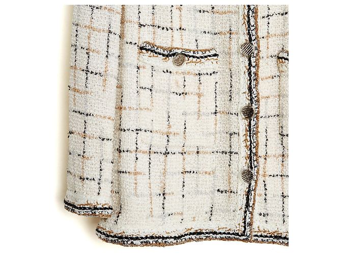 Chanel 2017 Giacca Ecru Oro Argento FR44 Iconica Giacca in Tweed Ecru Oro UK16 US12 D'oro Crudo - vista 3