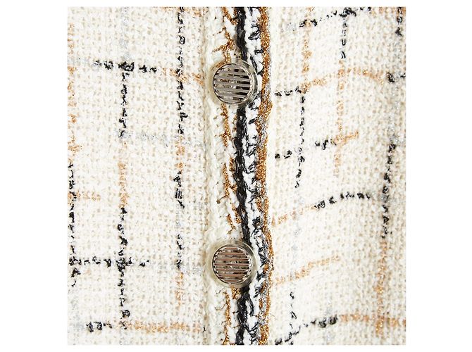 Chanel 2017 Giacca Ecru Oro Argento FR44 Iconica Giacca in Tweed Ecru Oro UK16 US12 D'oro Crudo - vista 4