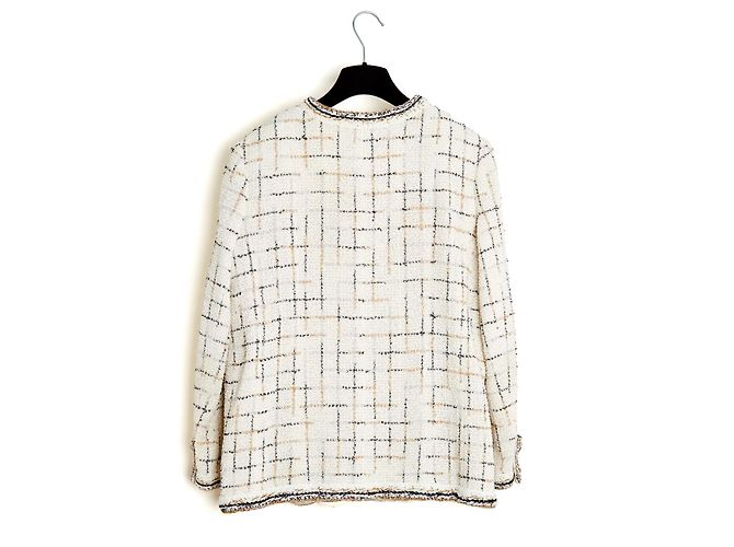 Chanel 2017 Giacca Ecru Oro Argento FR44 Iconica Giacca in Tweed Ecru Oro UK16 US12 D'oro Crudo - vista 5