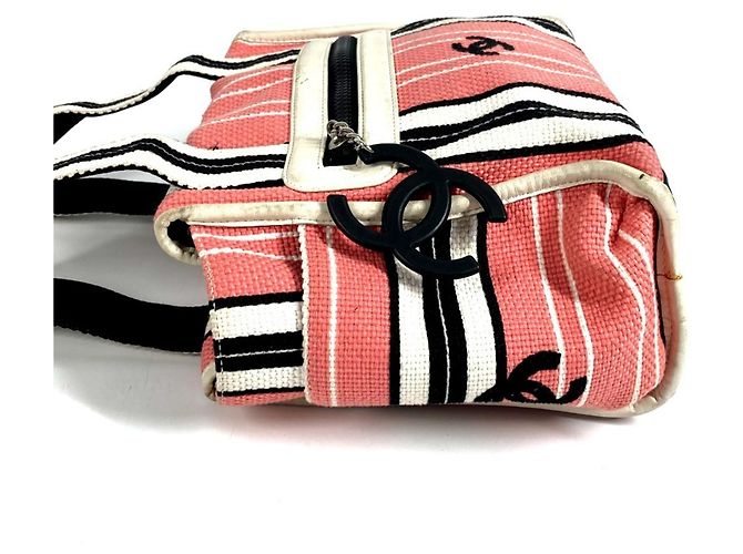 Timeless Borsa a spalla con logo CC Coco Mark della linea crociera Chanel Nero Rosa Bianco - vista 4