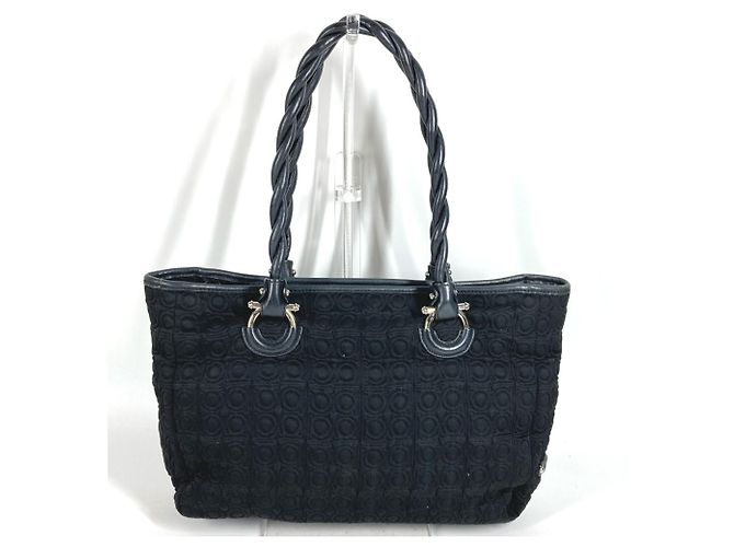 Borsa a Spalla con Logo Gancini di Salvatore Ferragamo Nero - vista 2