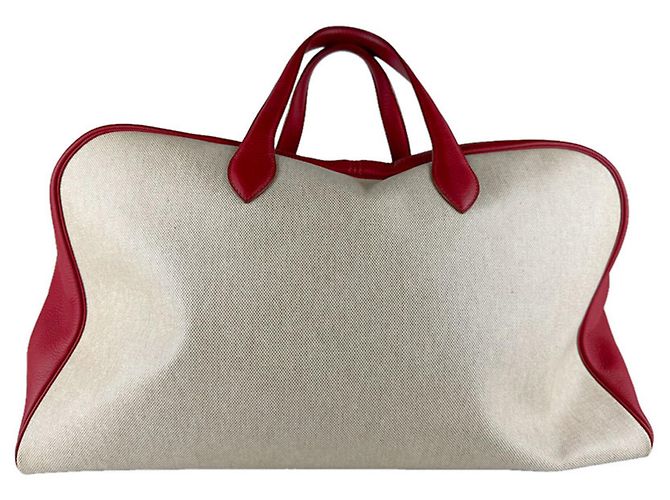 Borsa Boston Victoria 50 di Hermès Rosso Beige - vista 3