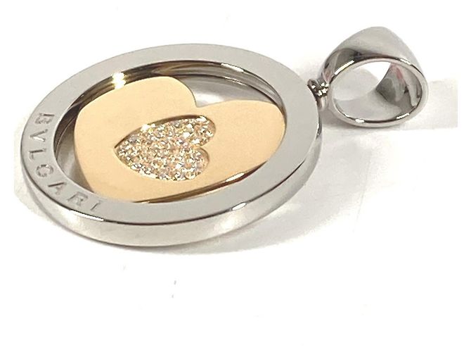 Bulgari Collana Pendente Cuore Tondo in Oro 18K e Oro Bianco Bvlgari - vista 2