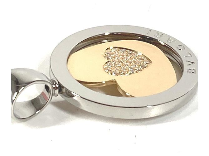 Bulgari Collana Pendente Cuore Tondo in Oro 18K e Oro Bianco Bvlgari - vista 4