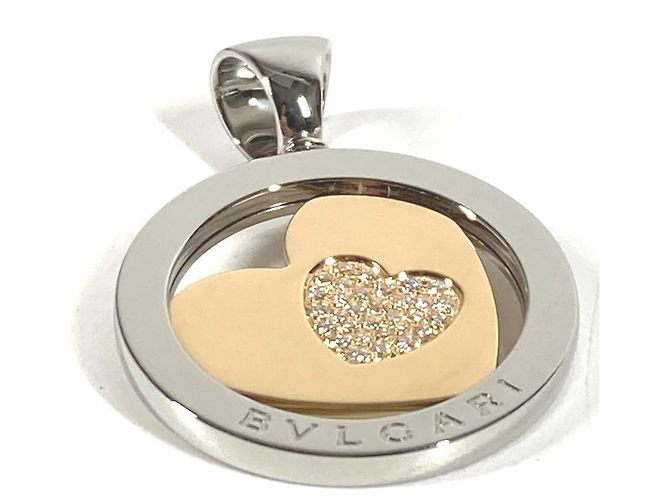 Bulgari Collana Pendente Cuore Tondo in Oro 18K e Oro Bianco Bvlgari - vista 5
