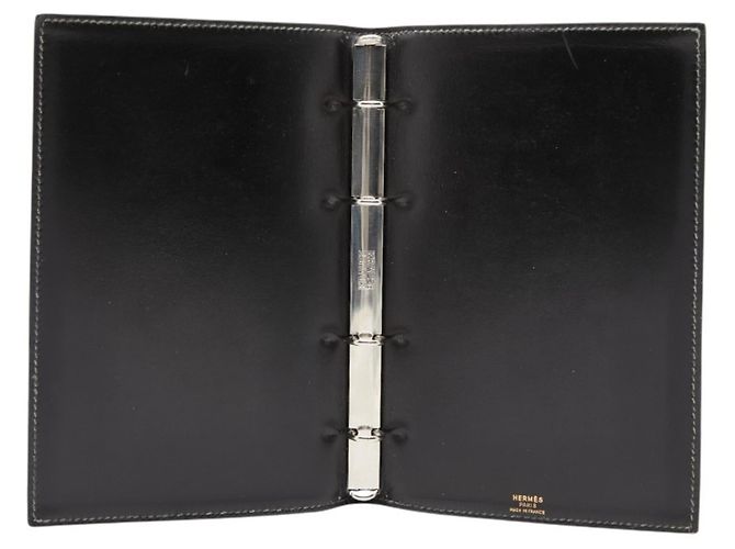 Ring Couverture de planificateur système en cuir noir Hermès - vue 4