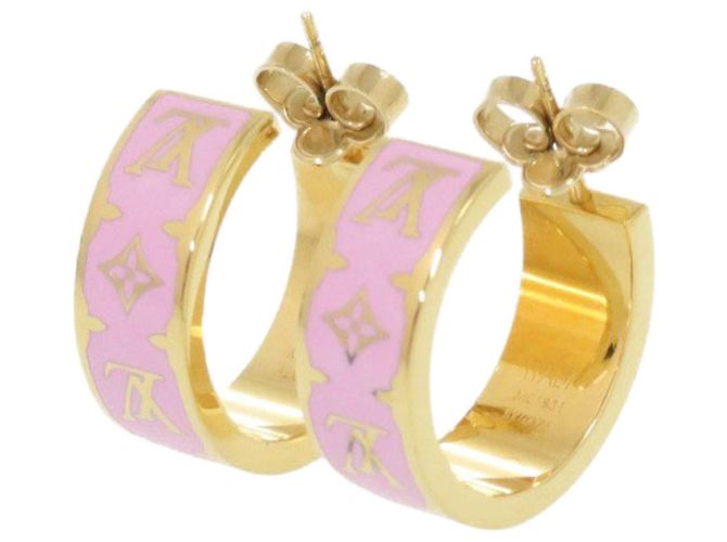 Orecchini a cerchio in smalto Nanogram Louis Vuitton Rosa D'oro - vista 3