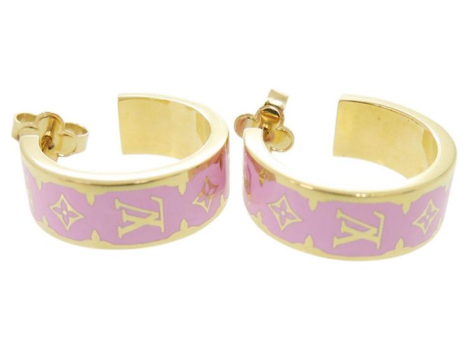Orecchini a cerchio in smalto Nanogram Louis Vuitton Rosa D'oro - vista 4