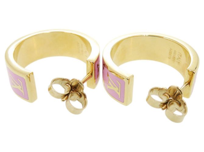 Orecchini a cerchio in smalto Nanogram Louis Vuitton Rosa D'oro - vista 5