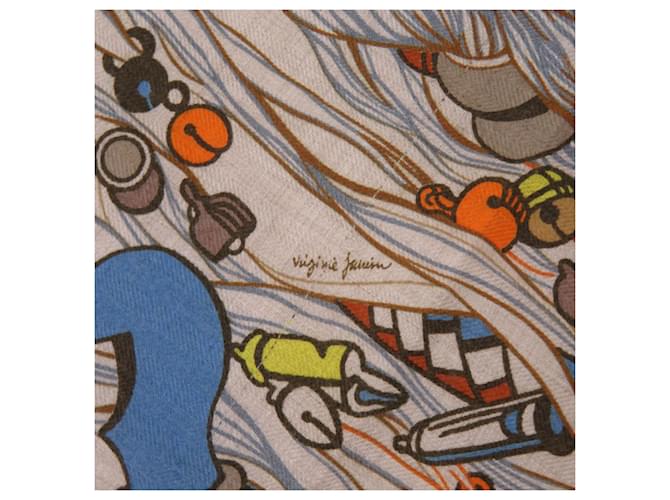 Sciarpa Hermès Carré 100 Wild Rhythm Blu Beige Arancione - vista 3