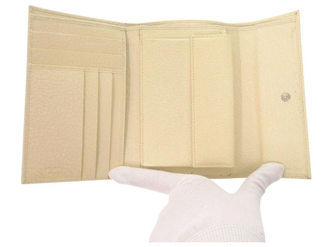 Billetera de cuero Corda beige plegable Prada 1M0510 - vista 5