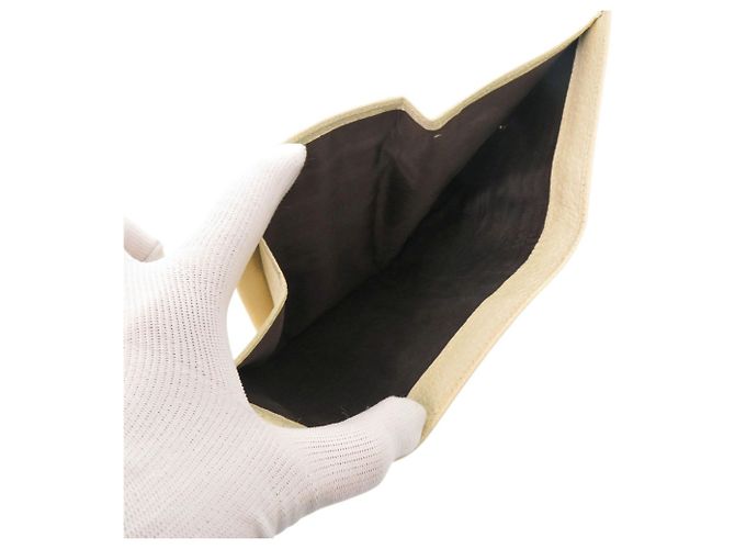 Billetera de cuero Corda beige plegable Prada 1M0510 - vista 6