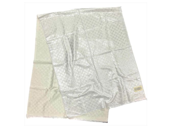 Stola Gucci GG Lame Bianca in Cotone e Rayon Bianco - vista 2