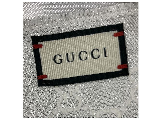 Stola Gucci GG Lame Bianca in Cotone e Rayon Bianco - vista 6