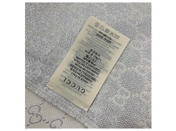 Stola Gucci GG Lame Bianca in Cotone e Rayon Bianco - vista 7