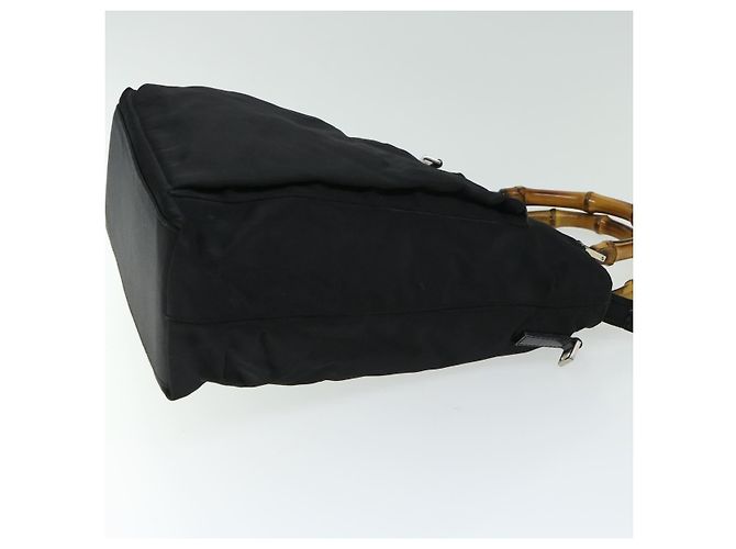 Bamboo Gucci Vintage in nylon con manico in bambù Nero - vista 3