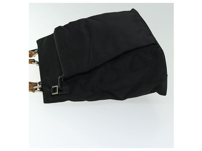 Bamboo Gucci Vintage in nylon con manico in bambù Nero - vista 4