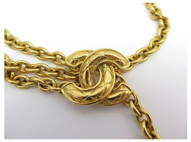 CINTURA CHANEL LOGO CC QUILTED NUOVA VINTAGE 3 RIGHE 60-119CM ORO D'oro - vista 4