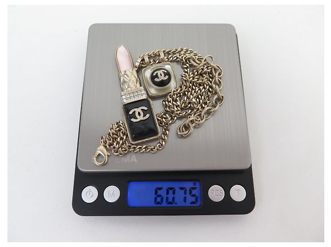 NUEVO COLLAR CHANEL PENDIENTES LOGO CC LABIAL ROJO AB7670 2022 COLLAR Dorado - vista 7