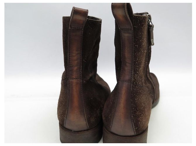 SCARPE BERLUTI BOOTIES 9.5 43.5 CAMOSCIO & PELLE MARRONE - vista 12