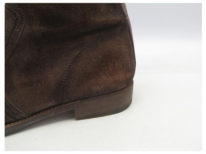 SCARPE BERLUTI BOOTIES 9.5 43.5 CAMOSCIO & PELLE MARRONE - vista 14