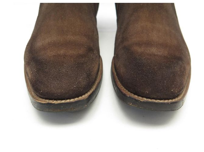 SCARPE BERLUTI BOOTIES 9.5 43.5 CAMOSCIO & PELLE MARRONE - vista 4