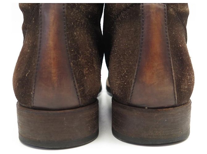 SCARPE BERLUTI BOOTIES 9.5 43.5 CAMOSCIO & PELLE MARRONE - vista 5