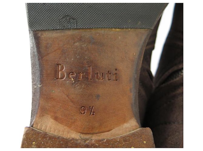 SCARPE BERLUTI BOOTIES 9.5 43.5 CAMOSCIO & PELLE MARRONE - vista 7
